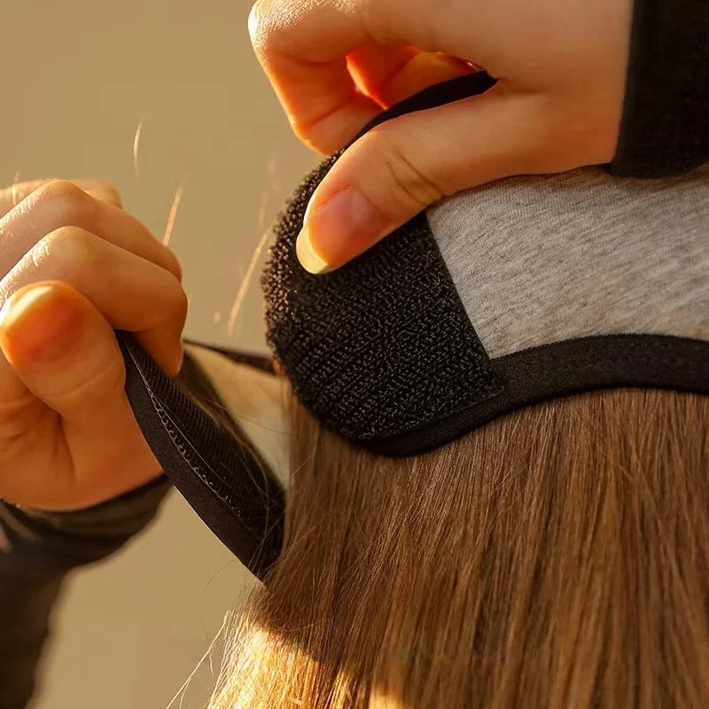 Adjustable black sleep eye mask with noise-reducing earplugs for travel and rest