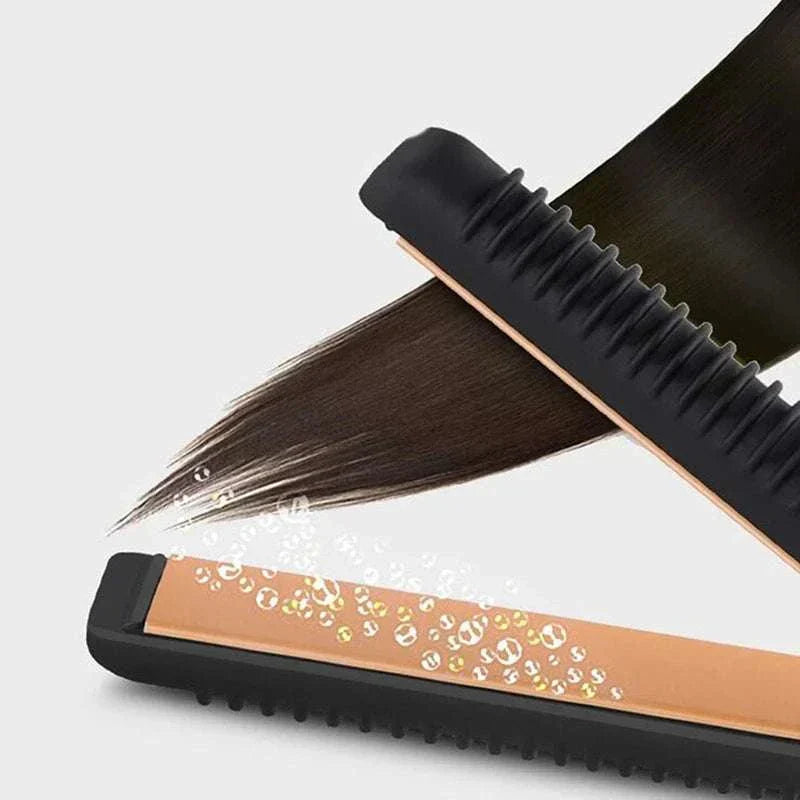 Mini Teddy Wave Hair Straightener with ceramic plates styling sleek shiny hair straightening waves curls compact portable design