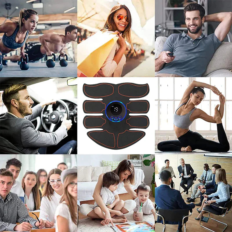 Abdominal Muscle Massage EMS device with USB rechargeable pads for toning abs and arms