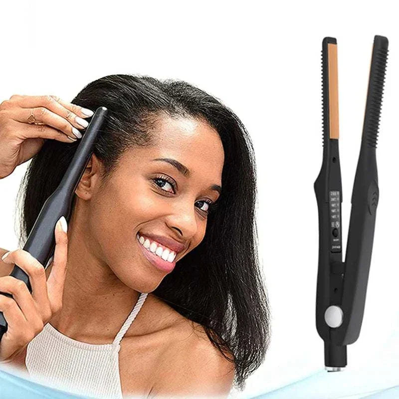 Mini Teddy Wave Hair Straightener compact black ceramic flat iron for smooth hair styling and waves