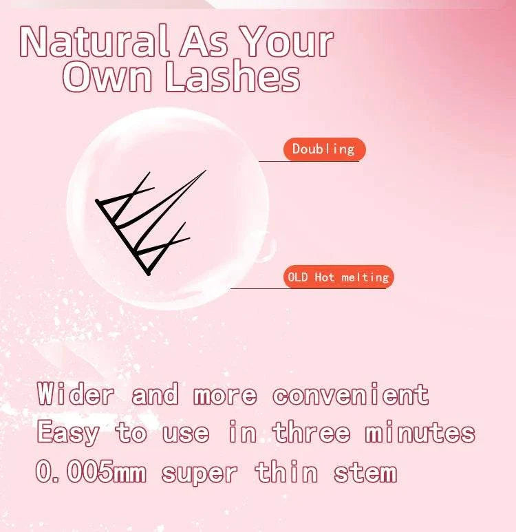 Flowerknow Eyelash Extension Book with 32 rows of soft, lightweight cluster lashes, easy application, and natural look lashes with 0.005mm super thin stems.