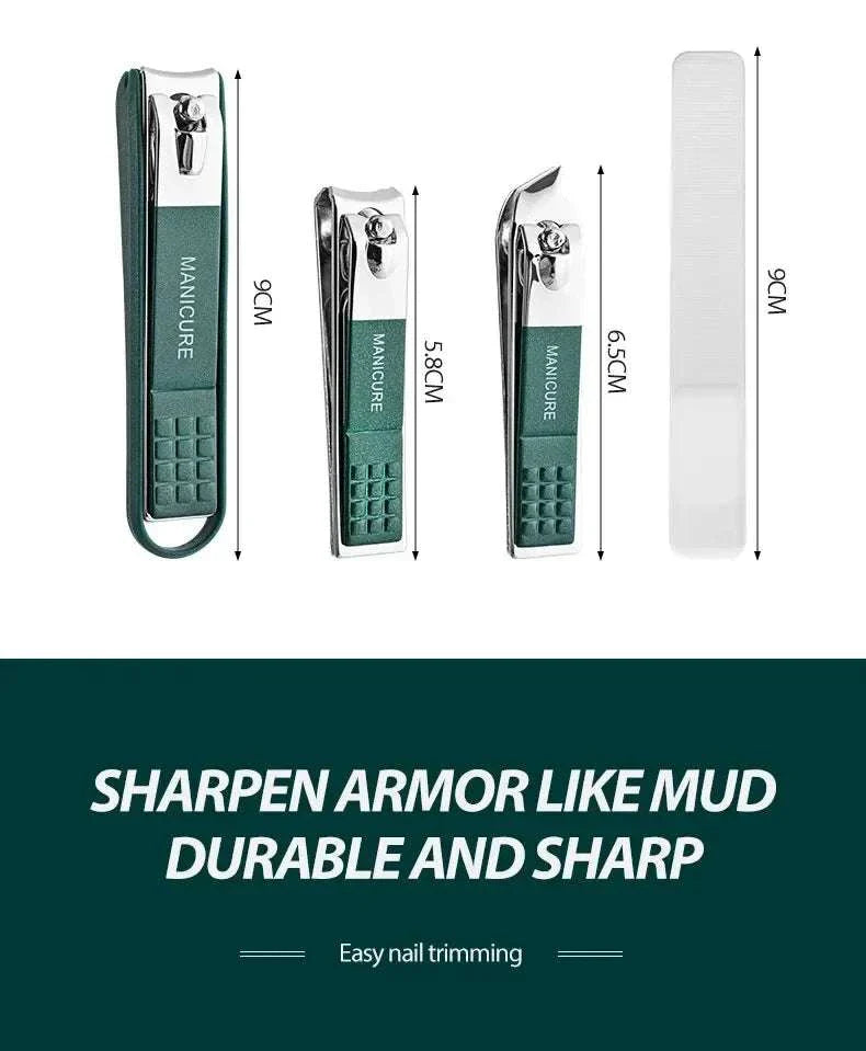 Nail clipper set with stainless steel clippers and nail file, ergonomic grip, compact and travel-friendly design