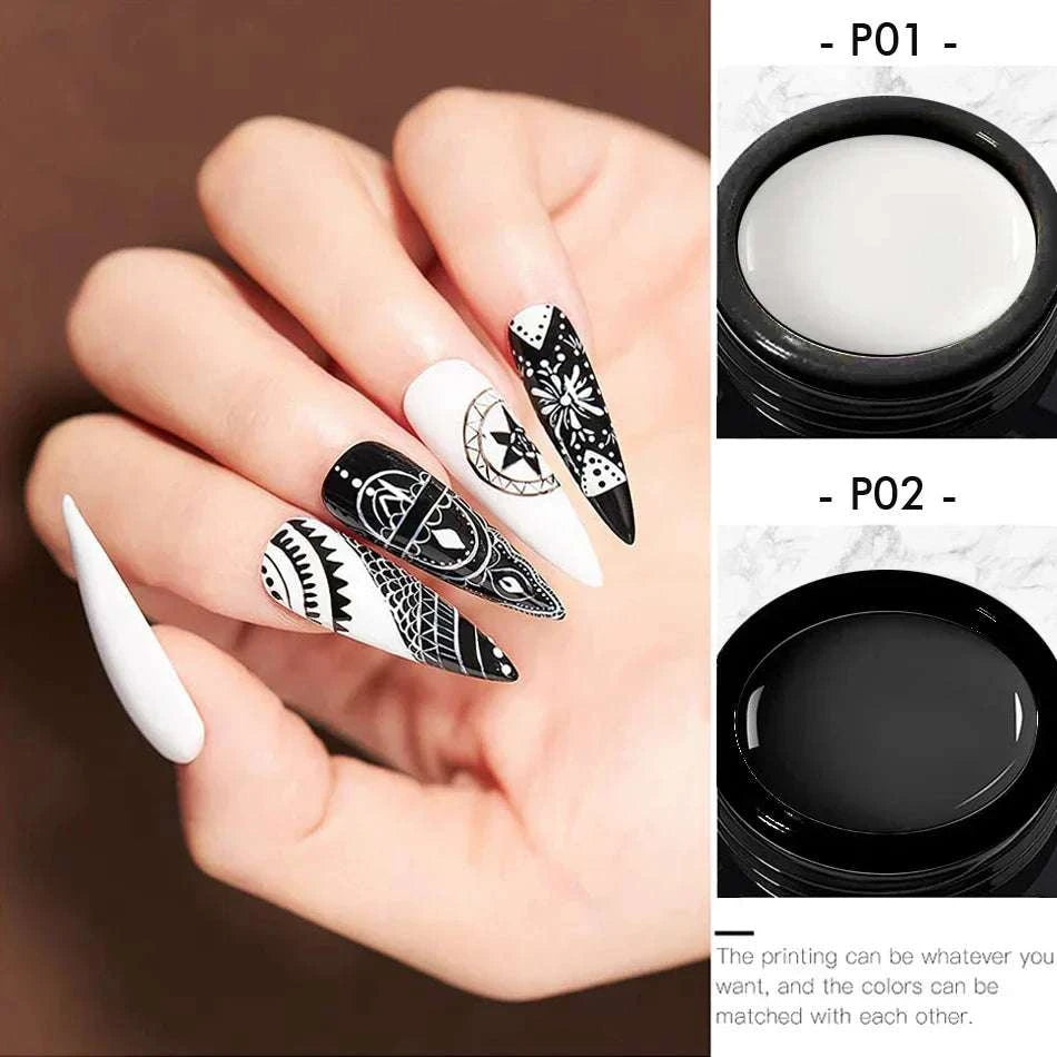 4-in-1 Black & White Nail Painting Gel