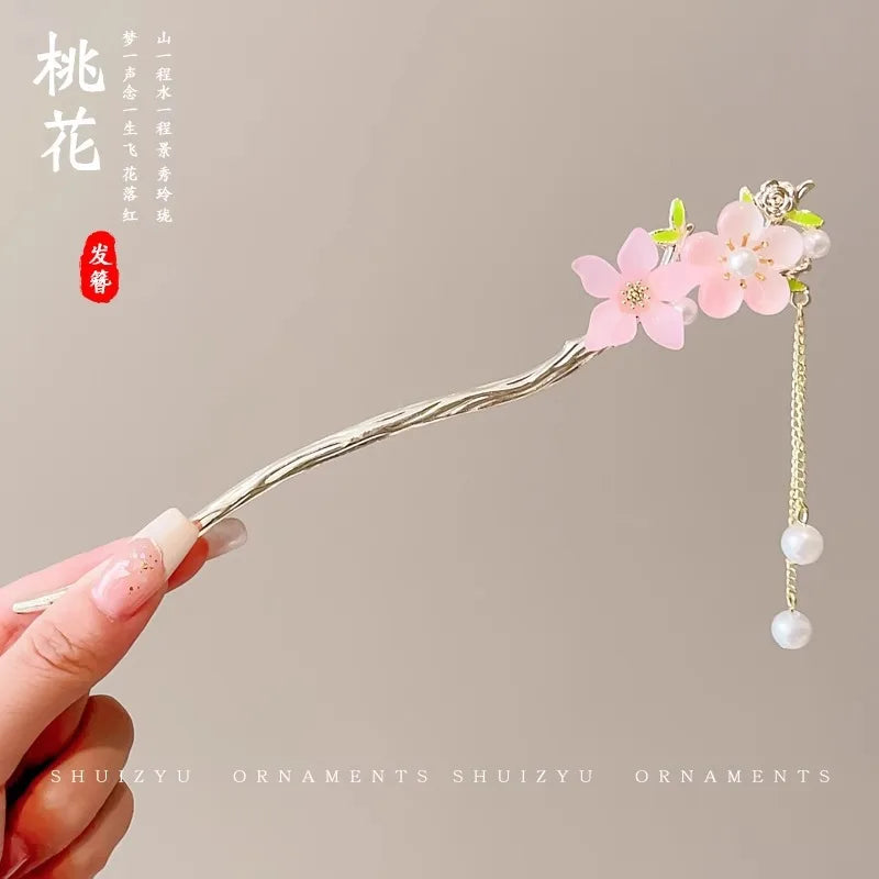 Elegant Chinese Style Flower Tassel Hairpin