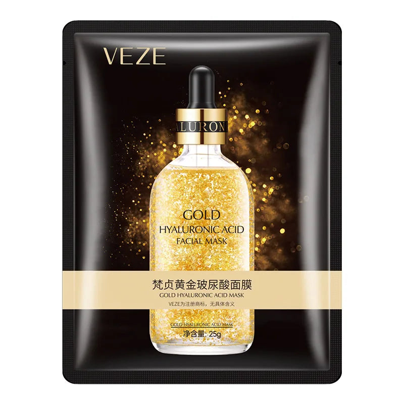 20pcs Hyaluronic Acid Collagen Face Mask package featuring gold-infused facial mask for deep hydration and skin firming
