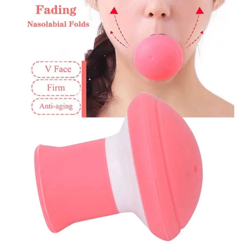 Pink silica gel Fast Thin Face mouth jaw exerciser tool for facial slimming and V-shape lifting
