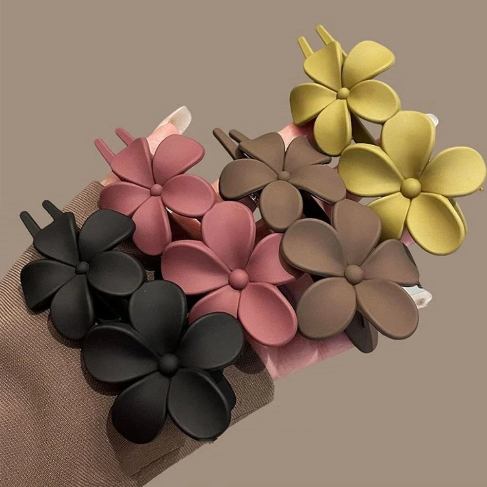 Colorful frosted flower hair clip claws with matte finish and strong grip design