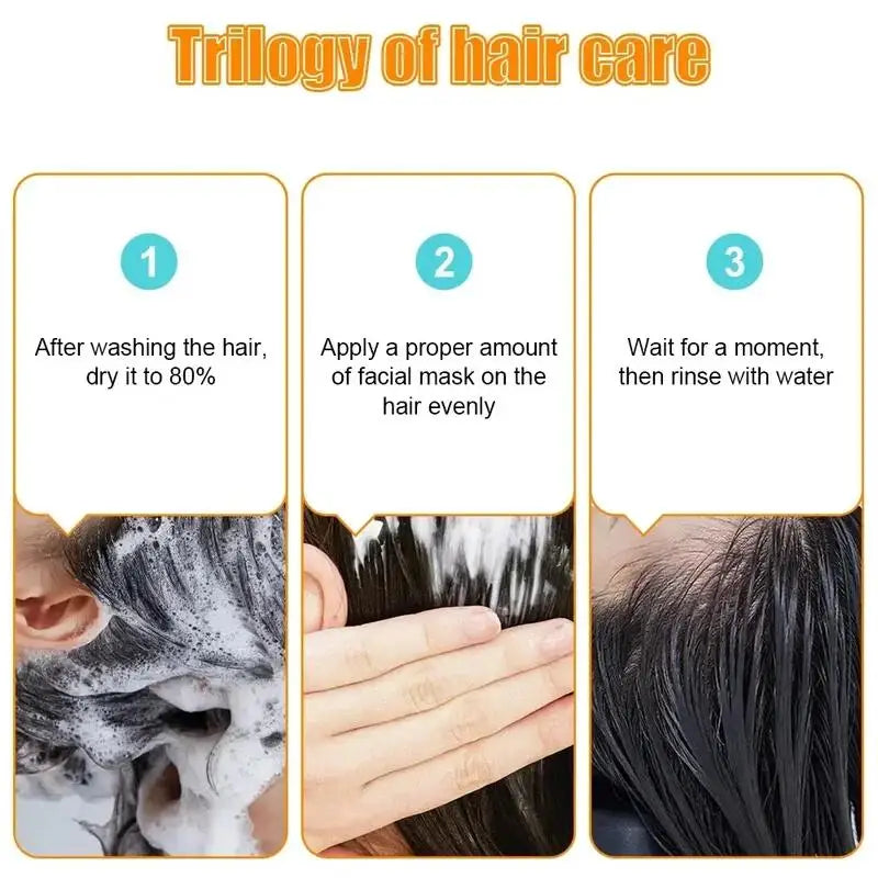 Step-by-step application of Magical Keratin Hair Mask repairing dry and frizzy hair