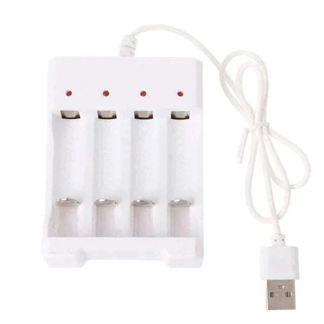 High-speed USB rechargeable 3/4 slot battery charger with LED indicators and USB power input