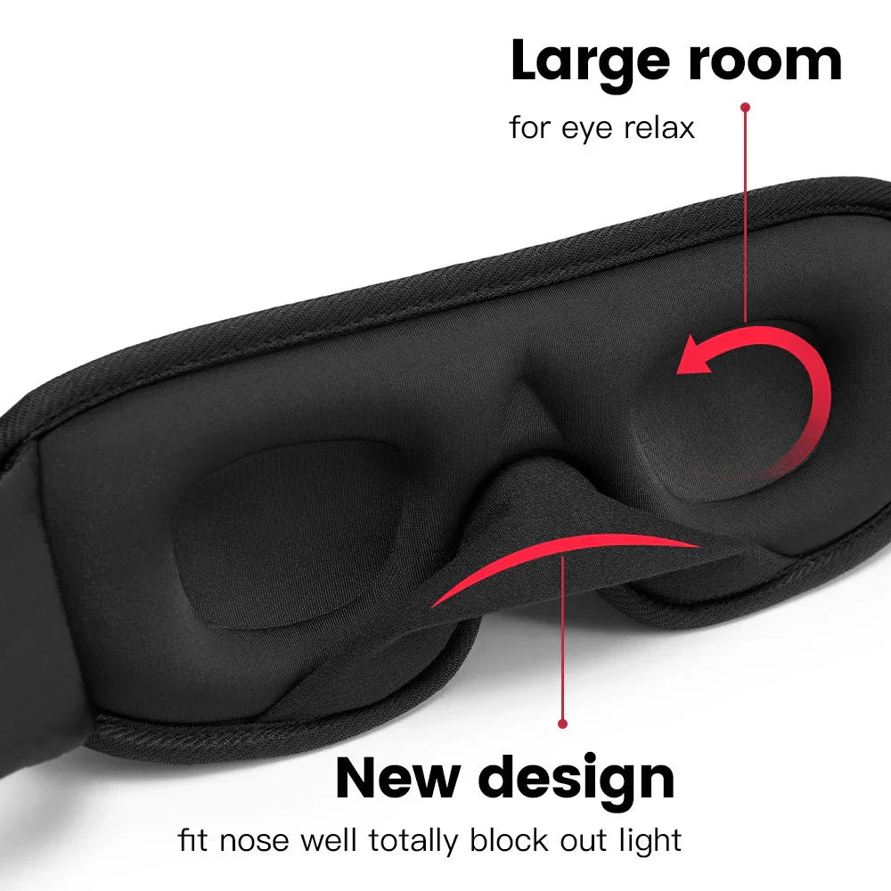 3D Sleeping Mask with ergonomic design for full light blockout and comfortable eye space