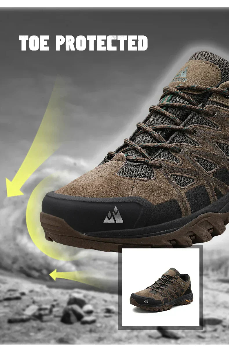 Men's hiking shoes with durable toe protection and rugged all-terrain design for outdoor adventures
