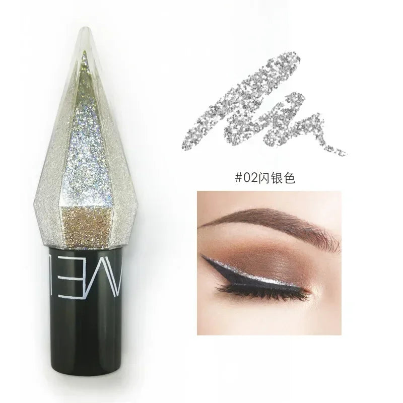 Diamond Shiny Eye Liner silver glitter waterproof with precise tip and sparkling effect on eyelid