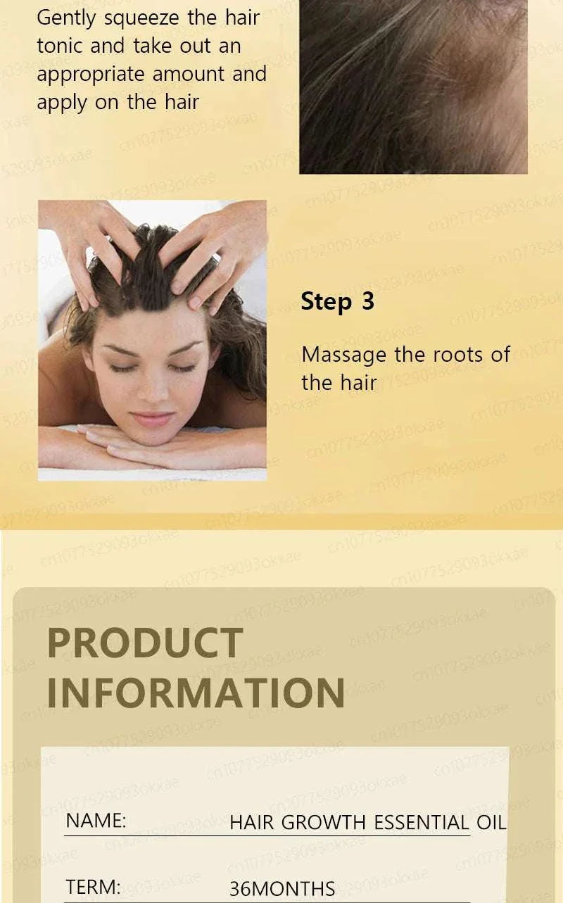 Hair Growth Treatment essential oil application step showing massage of hair roots for stimulating growth