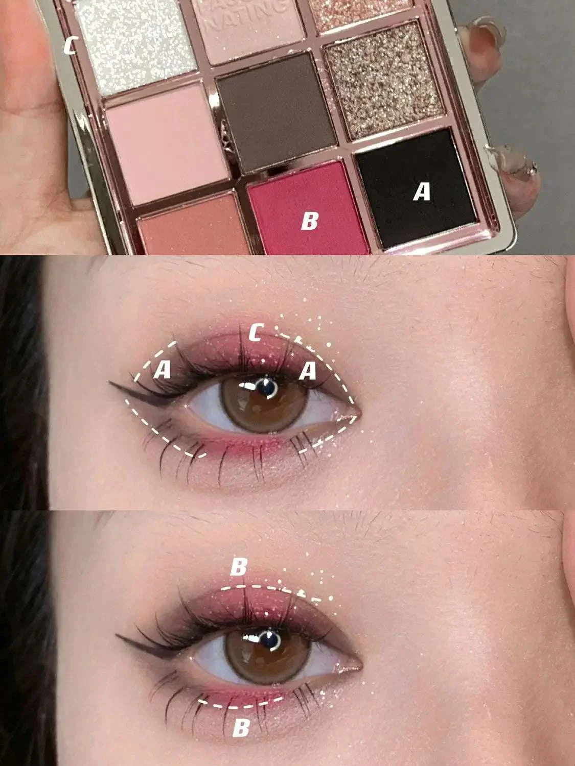 9 Colors Eyeshadow Palette with bold matte and shimmer shades for versatile smokey and soft eye looks.
