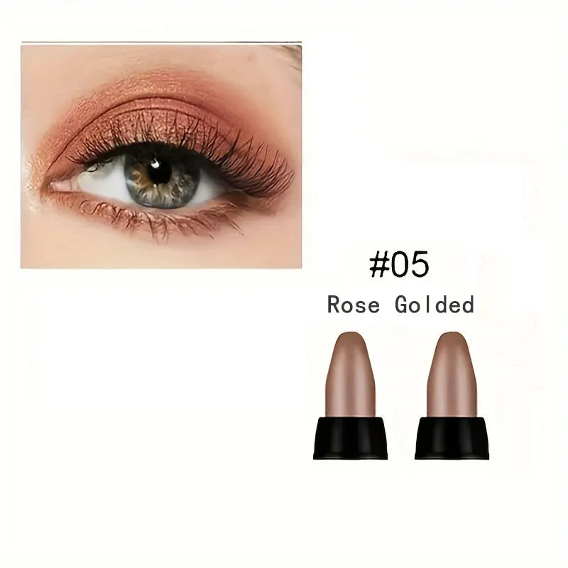 Close-up of eye makeup featuring pearlescent rose gold glitter eyeliner shade #05 from the 16-color pearlescent glitter eyeliner set