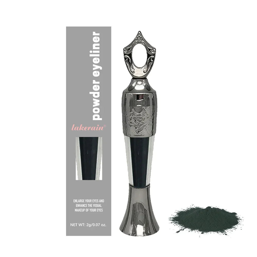 4-Colors Etro Bottle Powder Eyeliner with sleek silver bottle and dark green mineral powder for long-lasting, smudge-proof eye makeup
