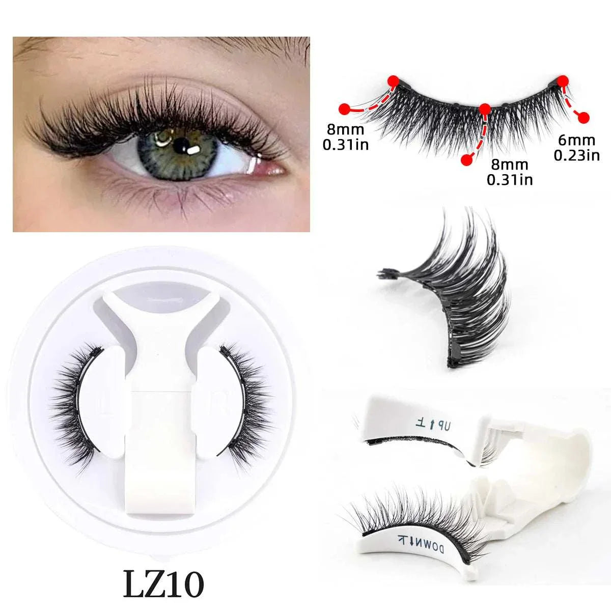 Hot Magnetic Eyelashes Set with natural-looking, reusable, pre-curled magnetic lashes and precision tweezers in a compact case.