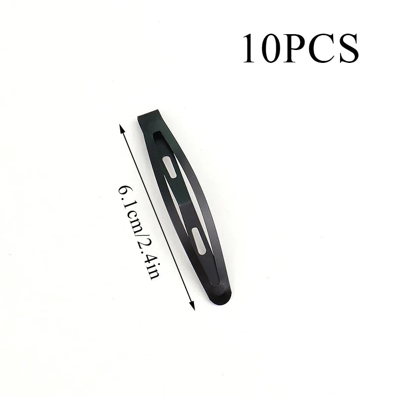 Set of 10 frosted black alloy snap hair clips measuring 6.1 cm each for secure, stylish hold