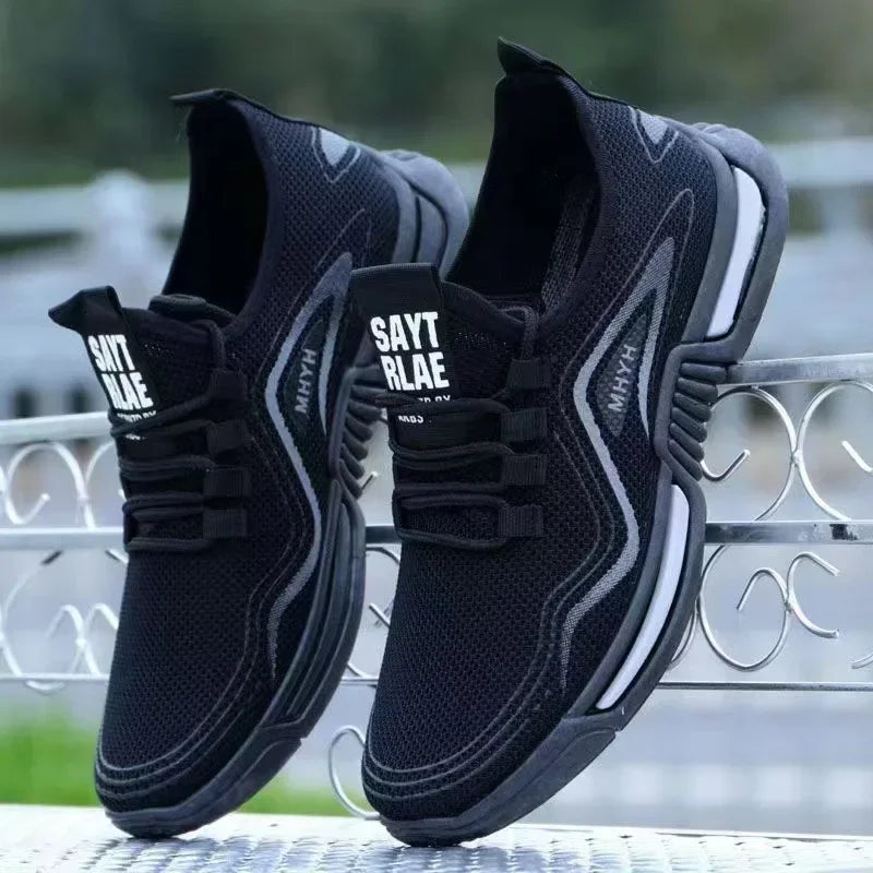 black men shoes slip on fashion sneakers with breathable mesh upper and lightweight sole