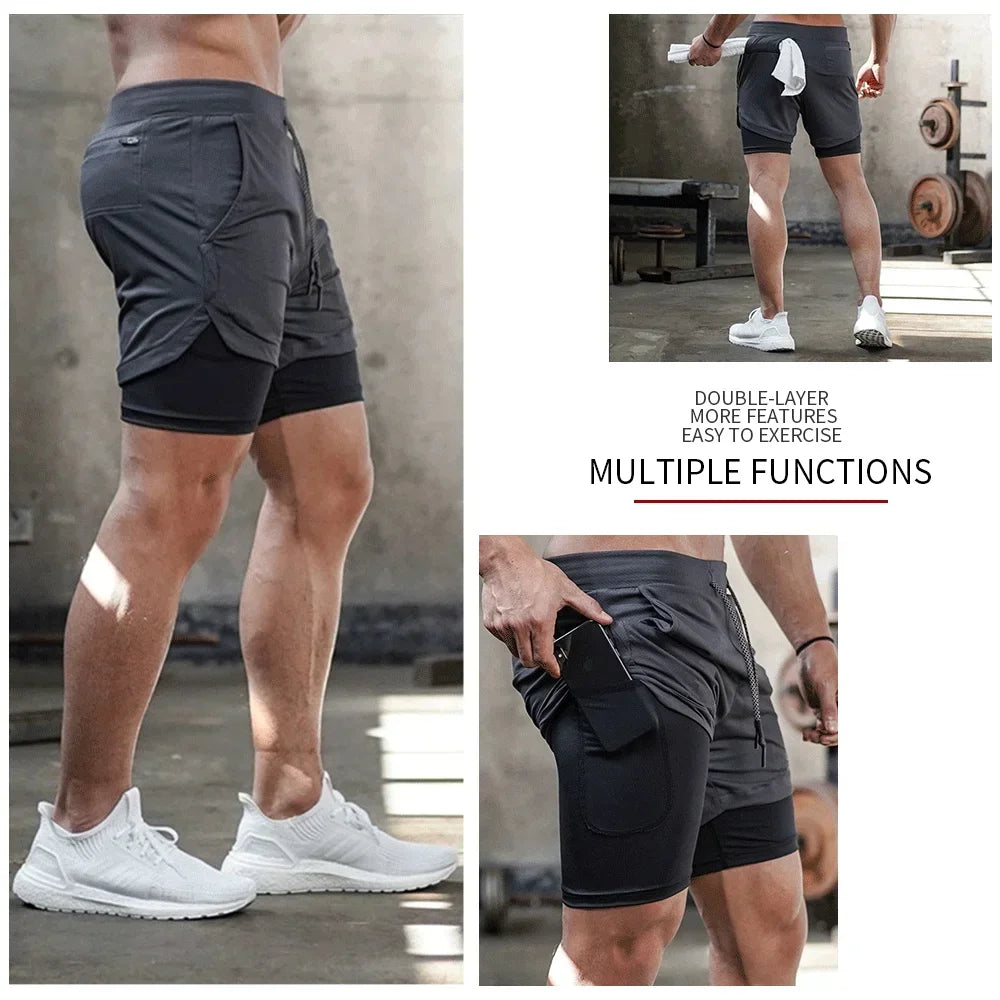 Summer Men’s Double Layer Sports Shorts