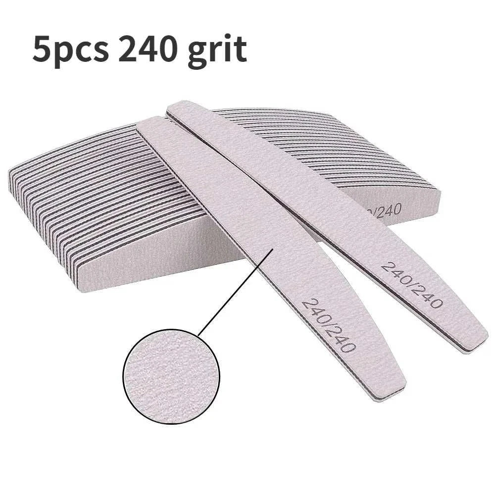 Professional Emery Nail File Set with 100 to 240 grit dual-sided emery boards for shaping, smoothing, and polishing nails.