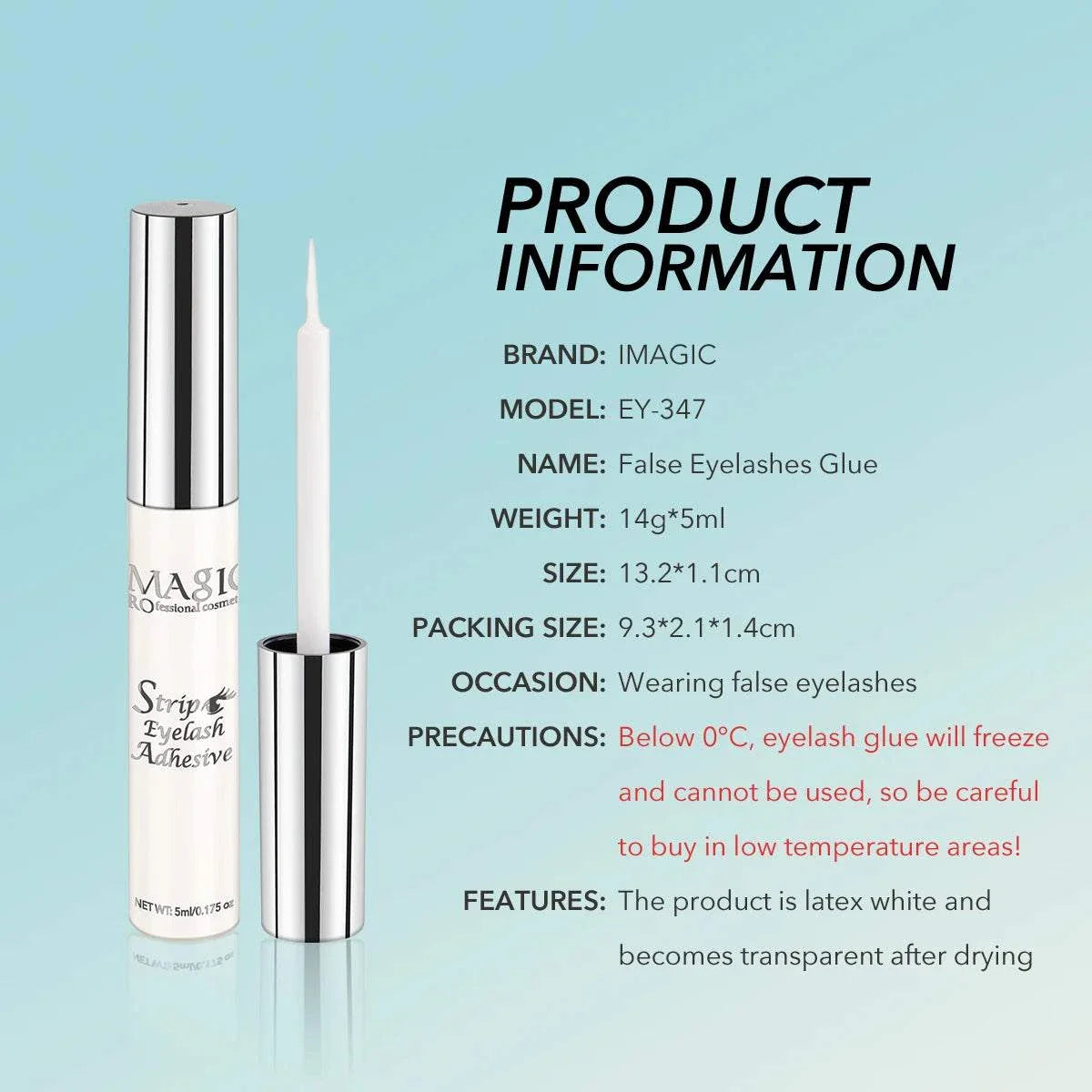 IMAGIC 5ml false eyelash extension glue with waterproof, fast-dry, long-lasting transparent formula