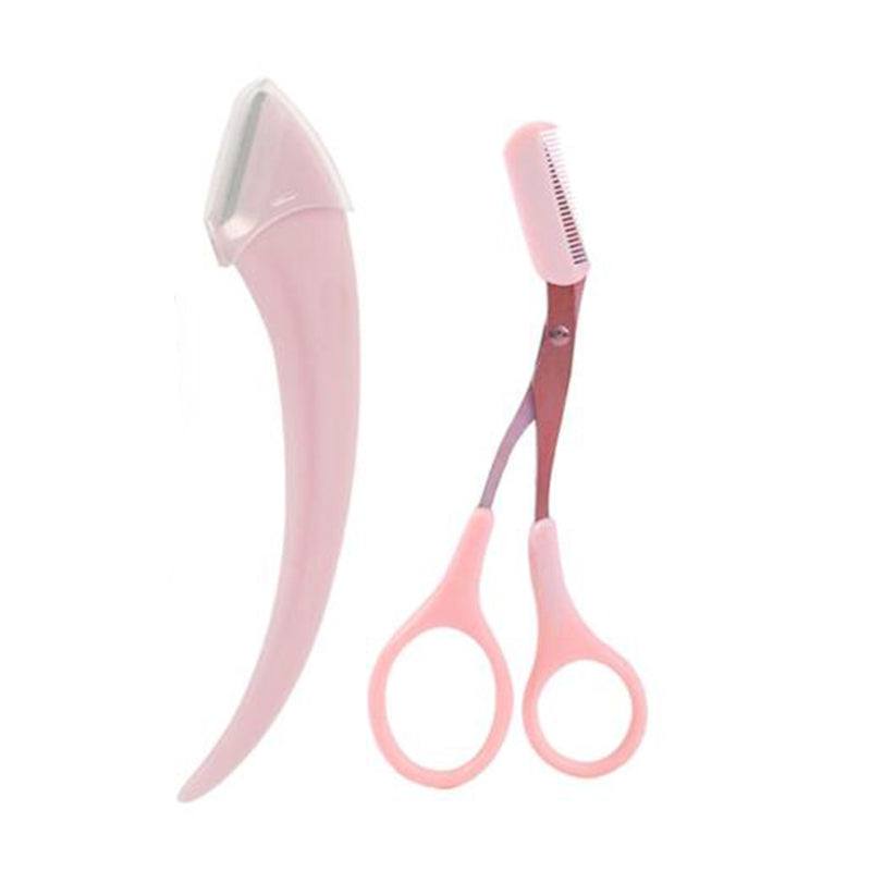 Karsyngirl Eyebrow Trimming Knife Set with precision razor and comb scissors for shaping brows and facial hair removal.