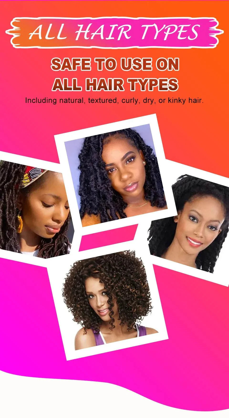African Crazy Chebe Hair Oil suitable for all hair types including natural, textured, curly, dry, and kinky hair.