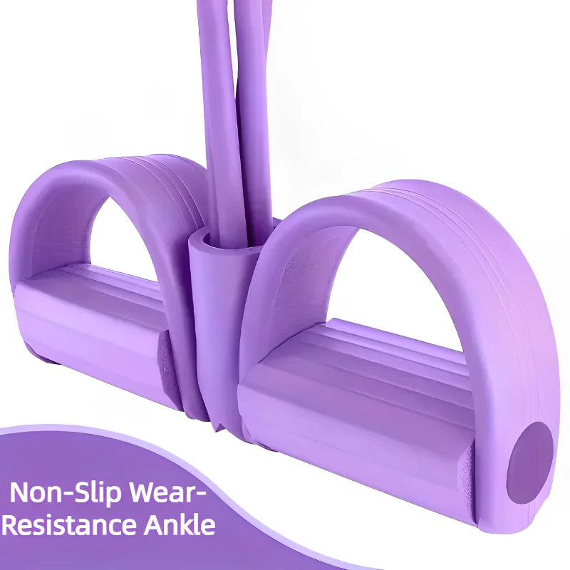 Four-Tube Pedal Tensioner with non-slip ergonomic foot pedals and elastic tubes for home fitness workouts