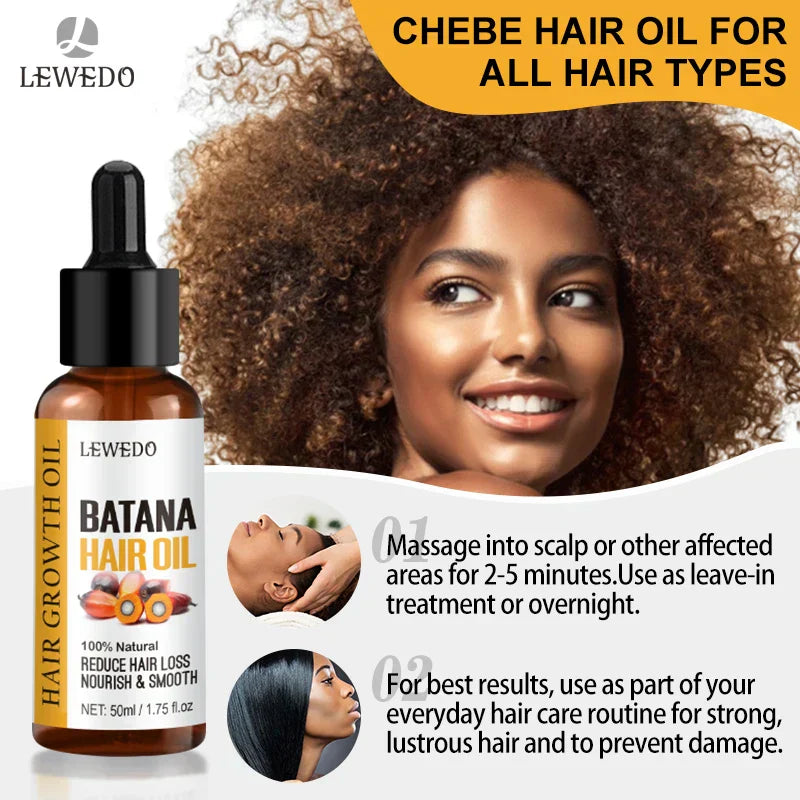 Lewedo Naturals Batana Oil for fast hair growth, deep nourishment, and reduced hair thinning
