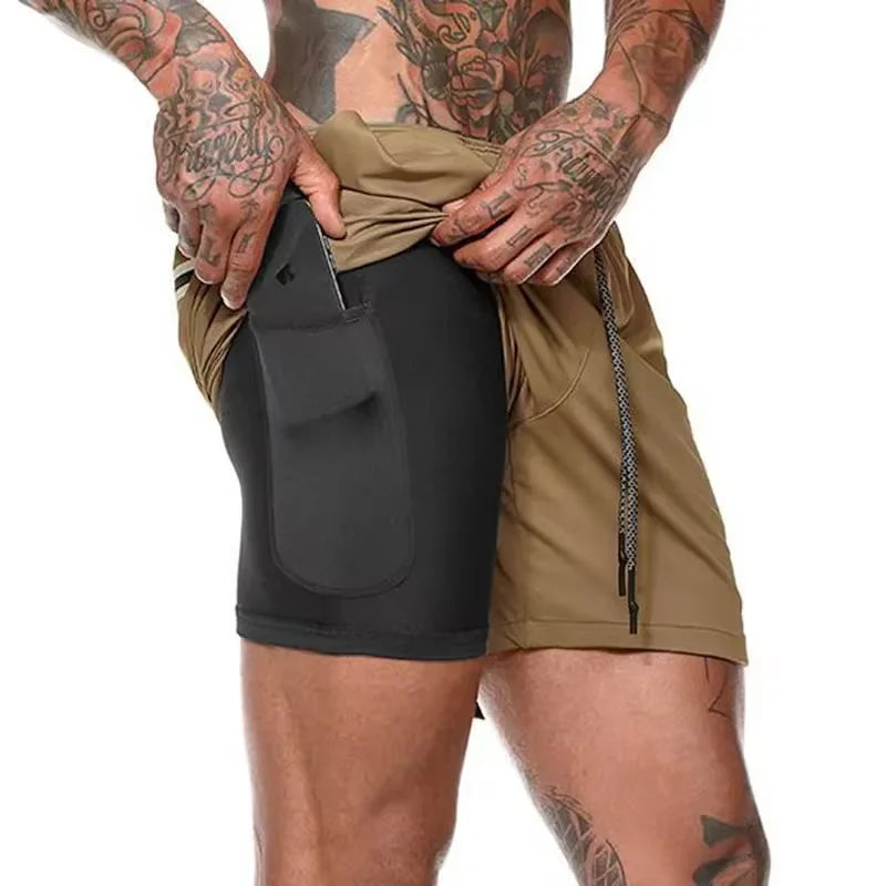 Summer Men’s Double Layer Sports Shorts