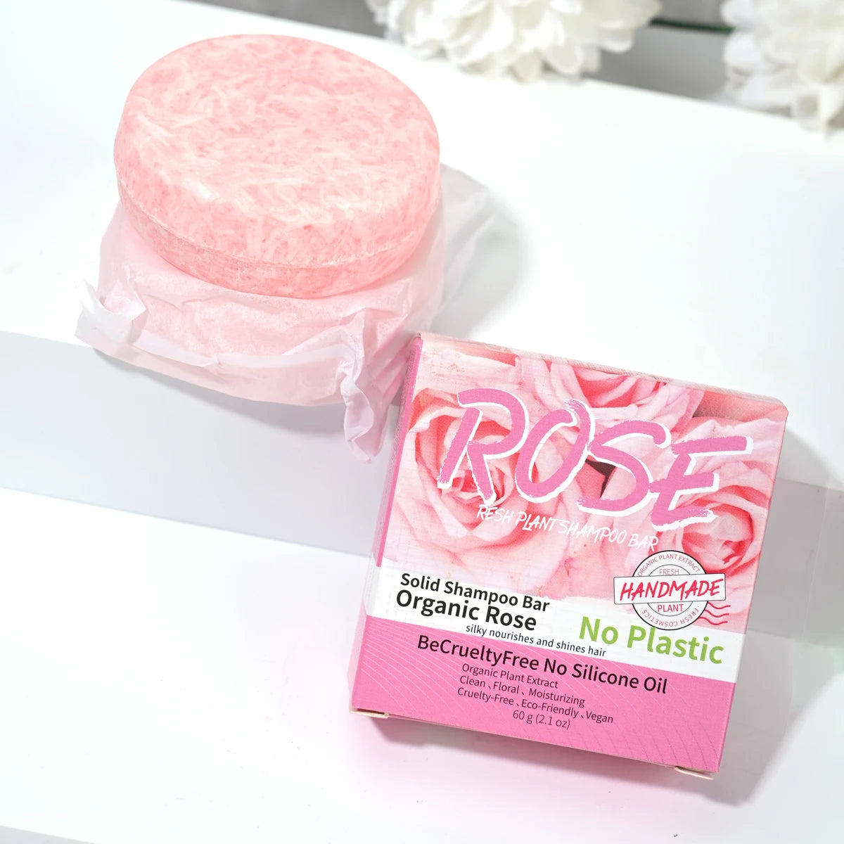 Pink rose shampoo soap, essential oil, handmade soap