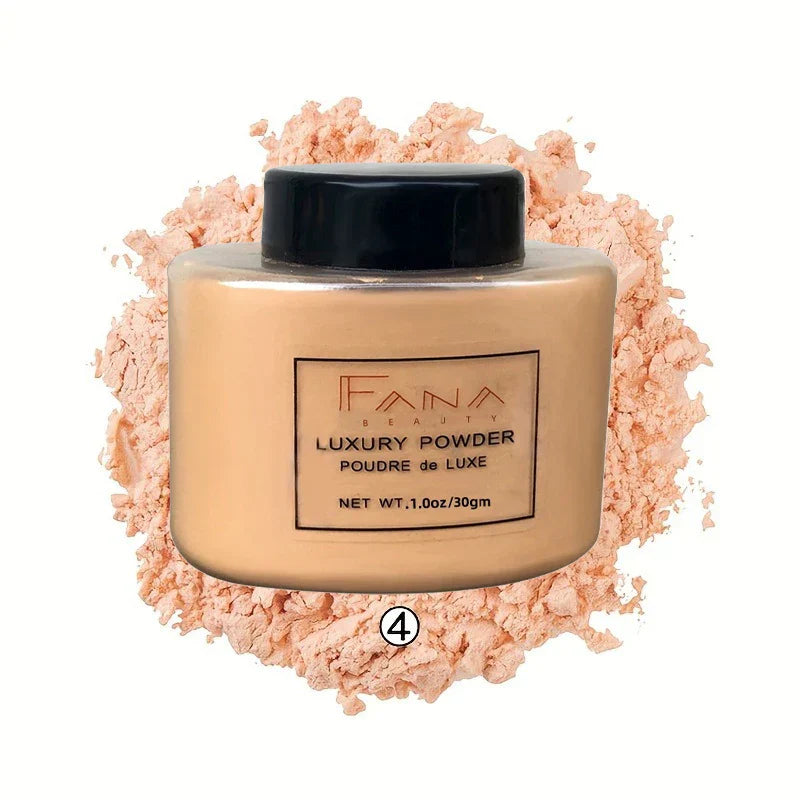 4 Colors luxury banana powder in a beige loose powder jar for smooth, matte finish and oil control makeup setting
