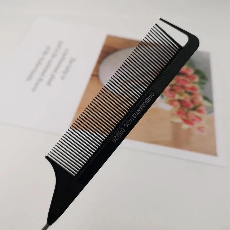 Professional Hair Tail Comb with fine teeth and stainless steel tail for precise hair sectioning and styling