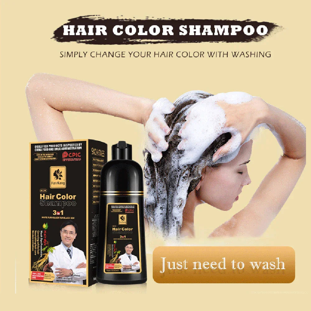 500ml organic permanent hair dye shampoo for natural gray coverage and conditioning