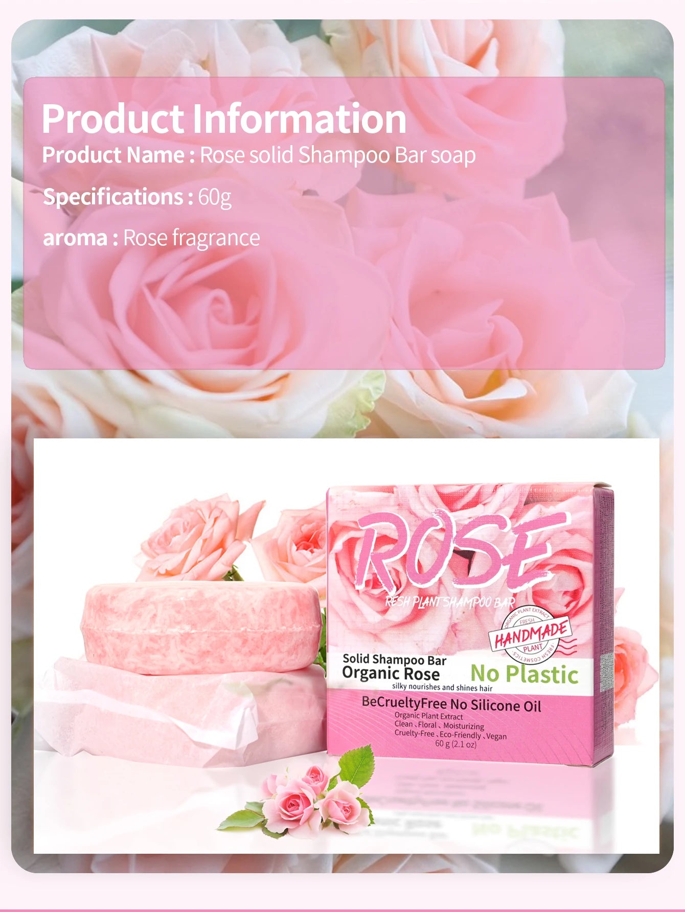 Pink rose shampoo soap, essential oil, handmade soap