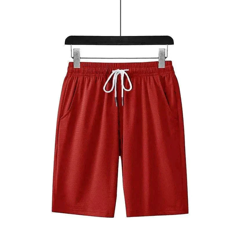 Red 2025 NEW Fitness Sports Shorts for men with elastic waistband and drawstring, lightweight and quick-drying fabric for activewear
