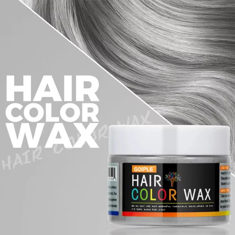 GOIPLE Hair Colour Wax temporary, washable hair color cream in a container with silver hair background