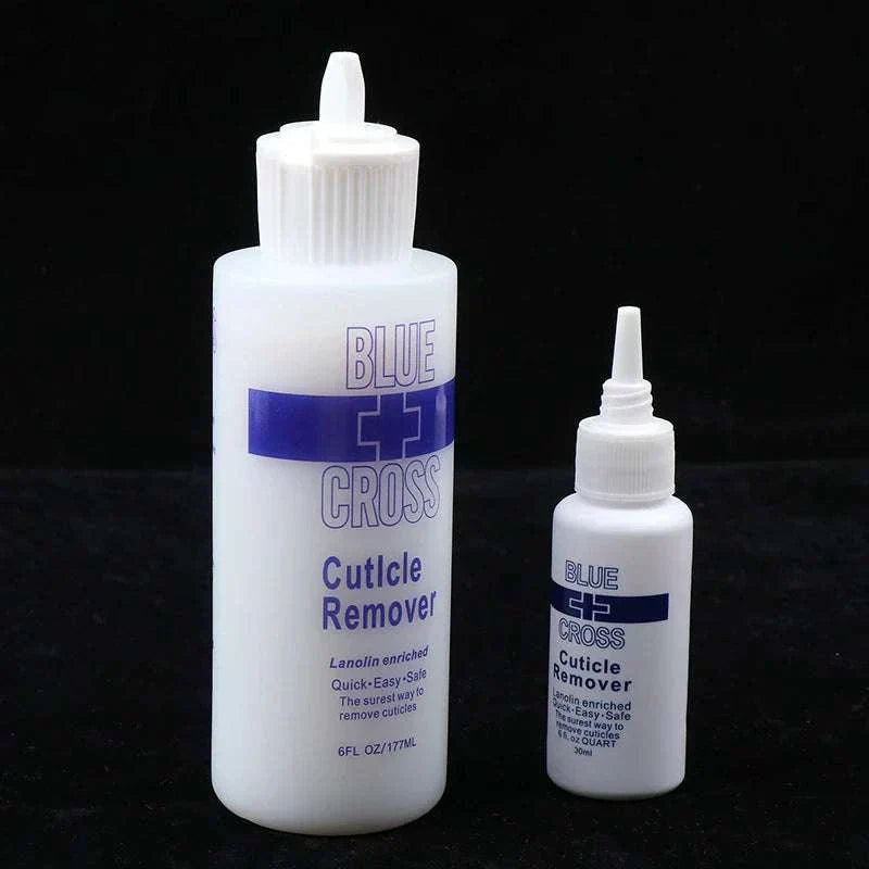 Blue Cross Foot Cuticle Remove bottles for dead skin exfoliation and foot care