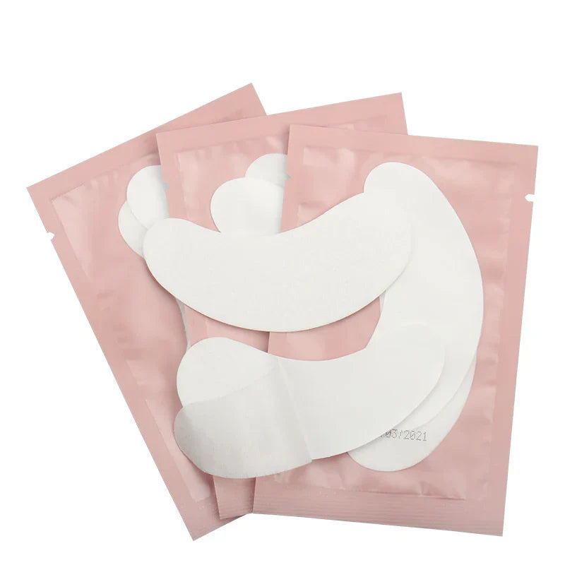 50 pairs hydrogel under eye patches in pink sachets for eyelash extension protection and soothing eye care