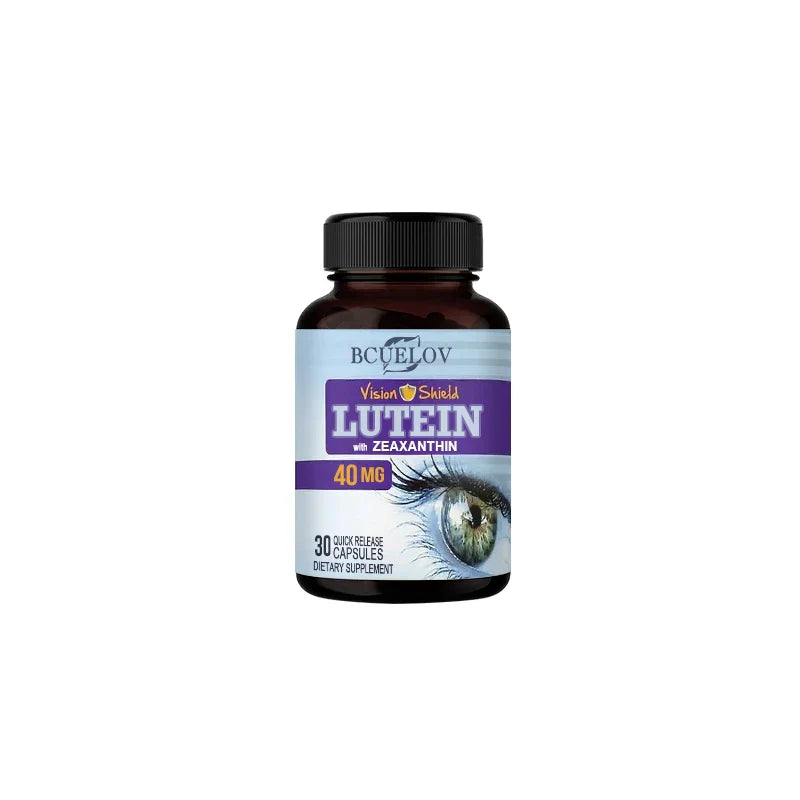 Bcuelov High Potency Lutein Capsules bottle for eye health with 40mg lutein and zeaxanthin, 30 quick release capsules dietary supplement