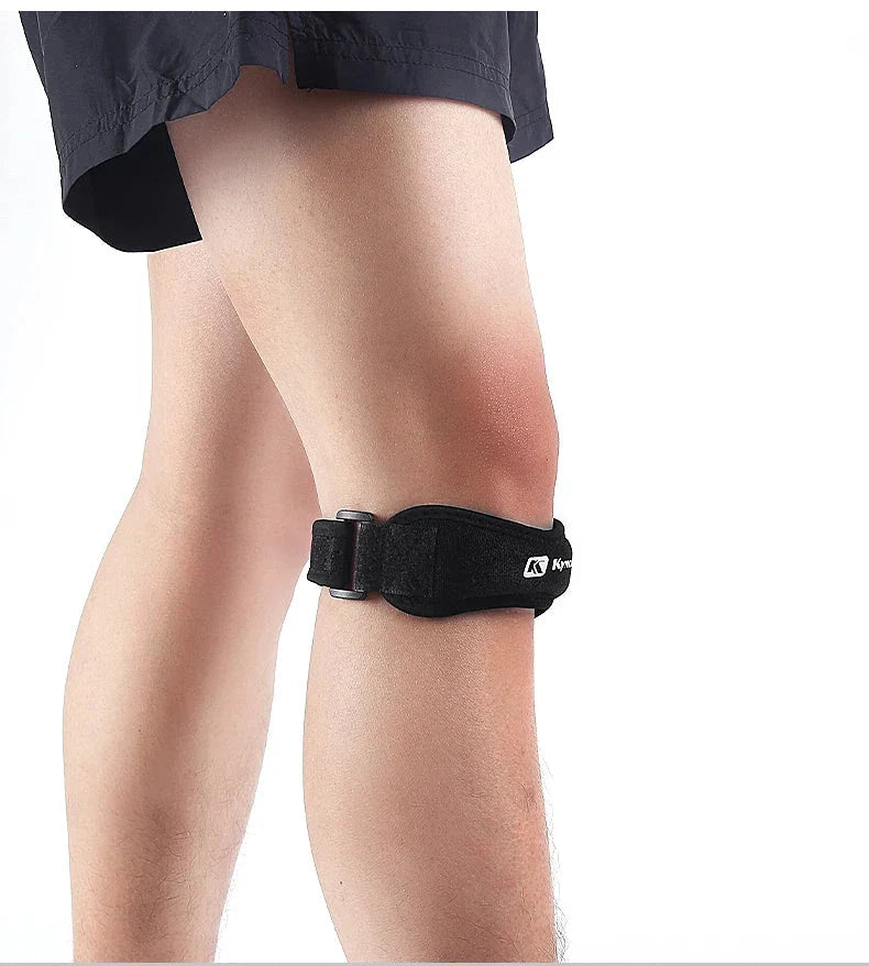 Adjustable silica gel knee tendon strap protector worn below kneecap for pain relief and support