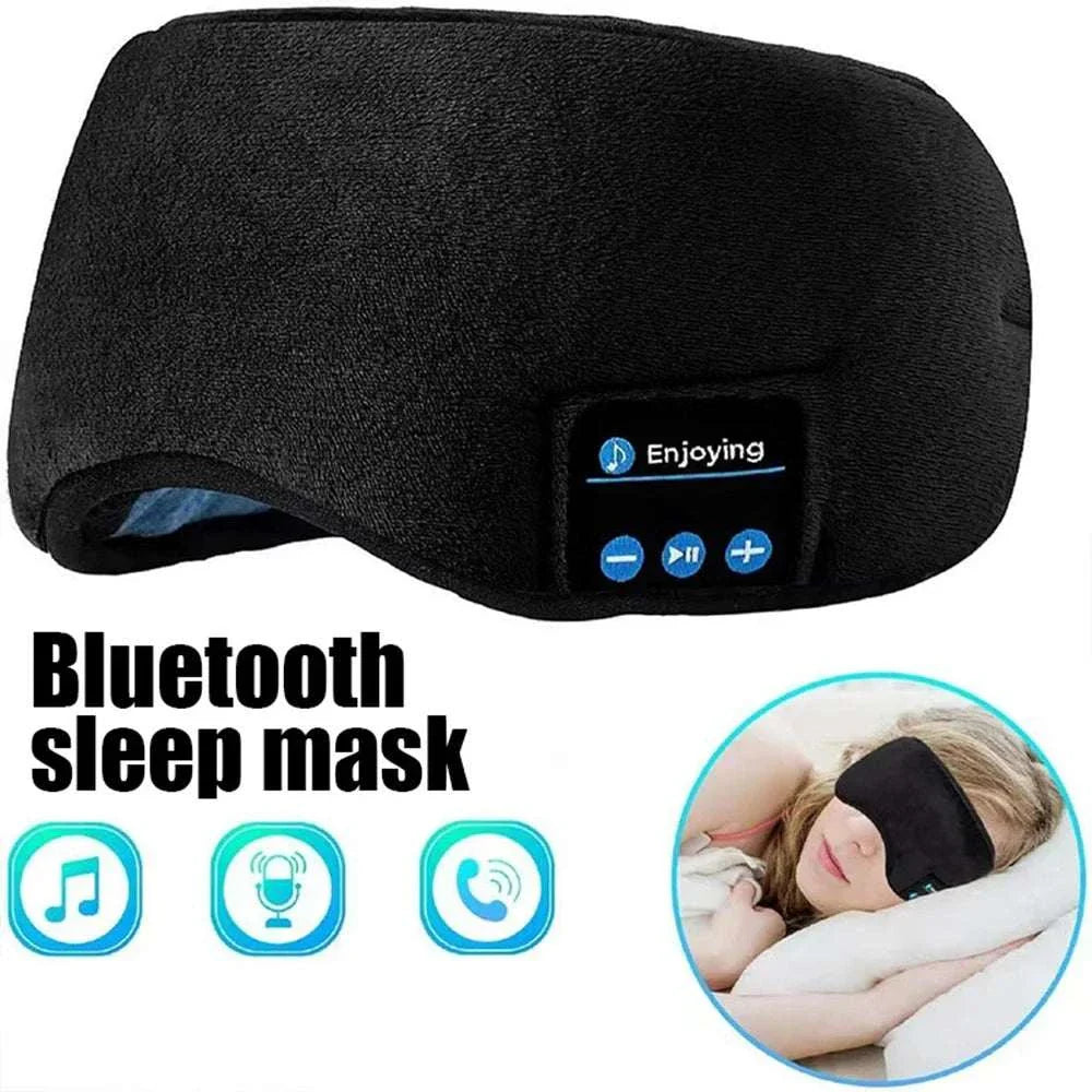 Black Fone Bluetooth Earphones sports sleep headband with built-in controls and microphone for comfortable wireless listening and noise isolation during sleep or workouts