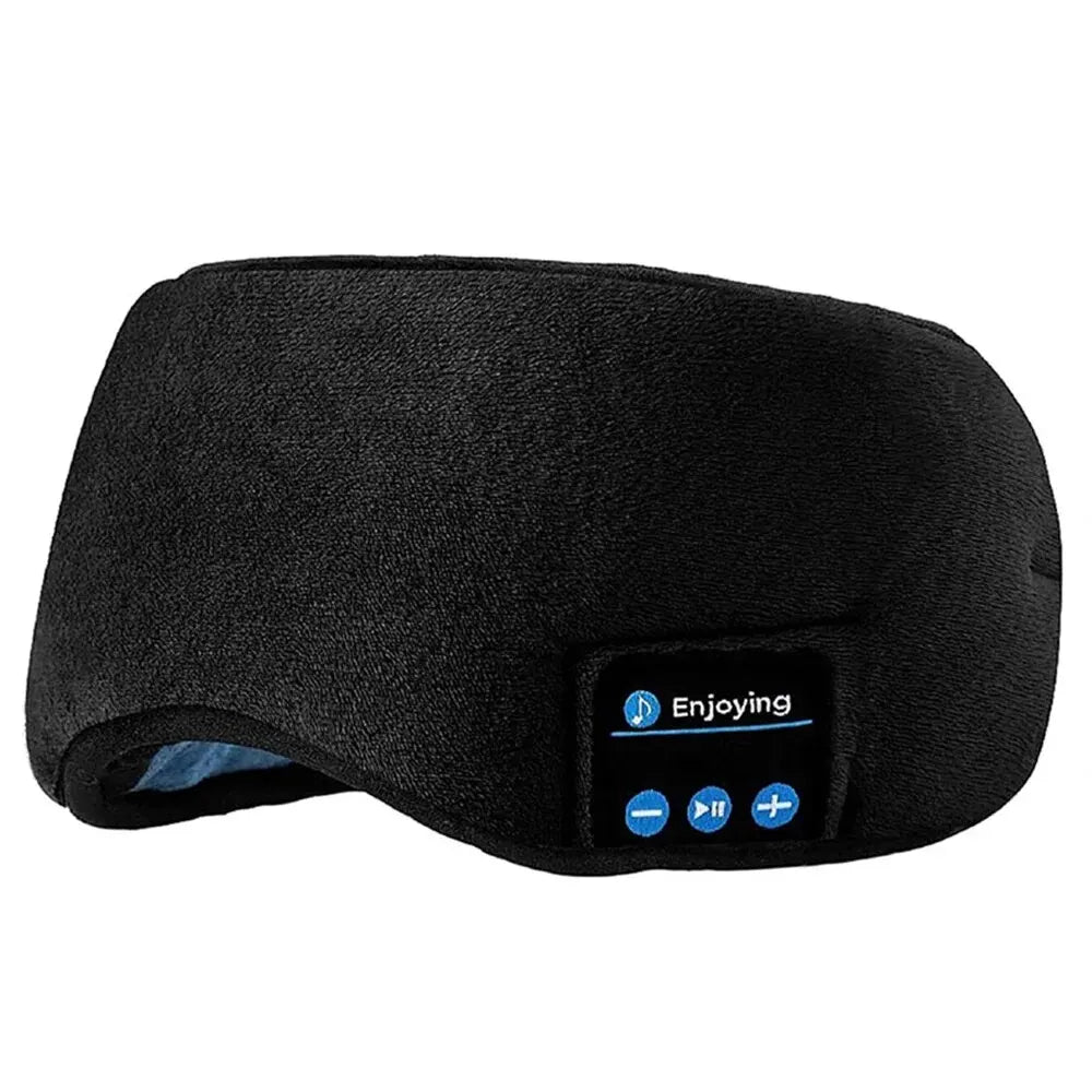 Black Fone Bluetooth earphones sports sleeping headband with built-in controls and soft fabric for comfort and wireless use