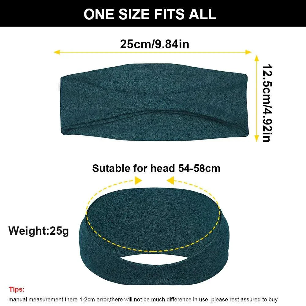 Dark green fashion sweatband sport headband, one size fits all, breathable and lightweight at 25g, suitable for head circumference 54-58cm.