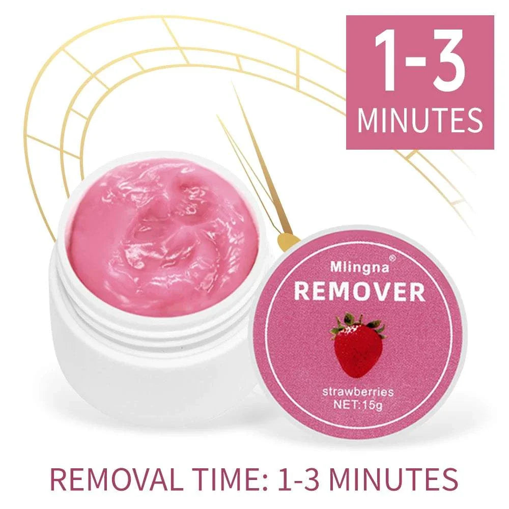 Eyelash glue remover cream in pink jar, fast-acting Korean formula for safe and gentle lash extension removal.