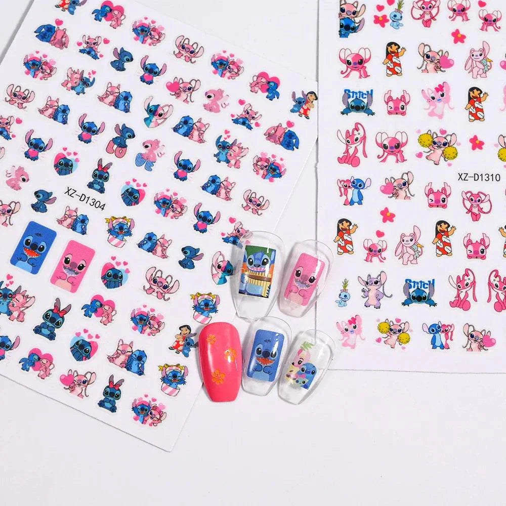Cartoon Mini Stitch angel themed nail stickers for kawaii nail art designs
