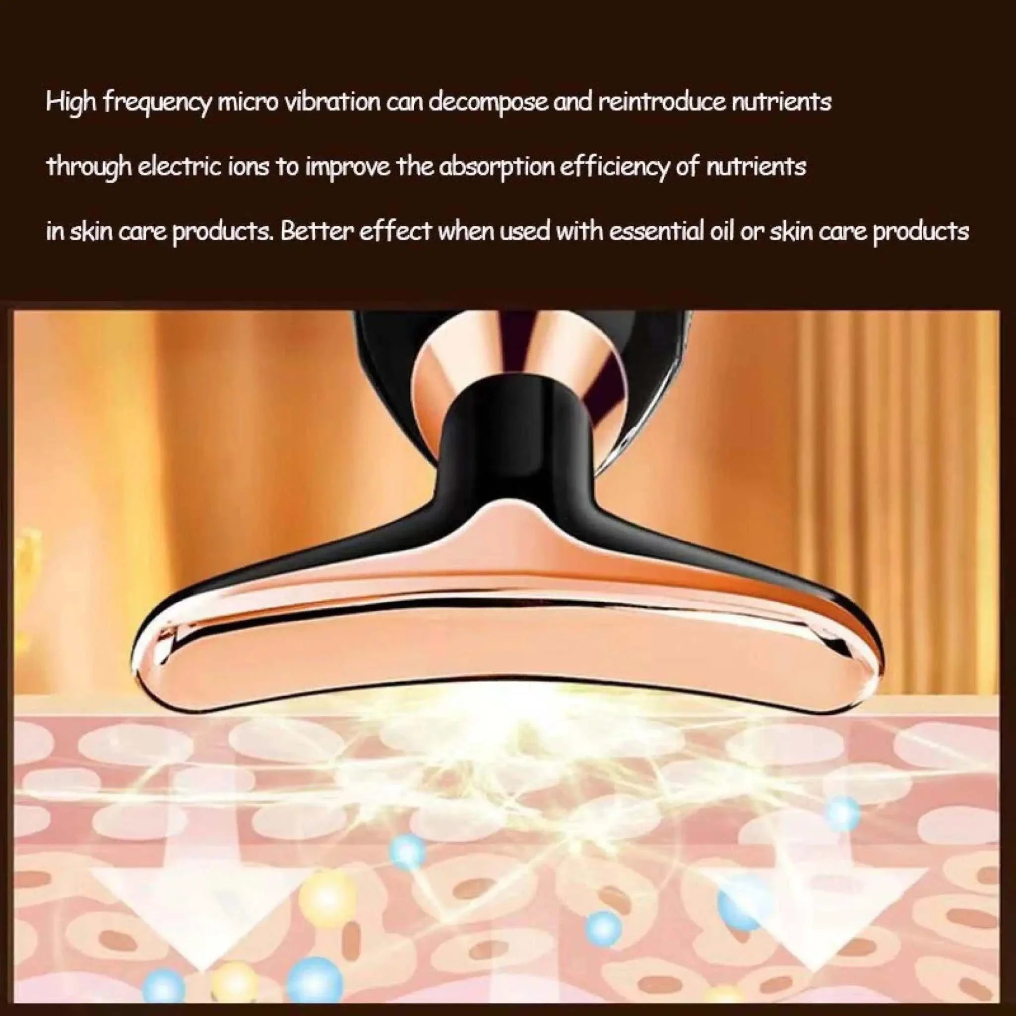 3-in-1 Face Massager with microcurrent technology for enhanced skincare absorption and anti-aging benefits, featuring facial, eye, and neck massage functions.