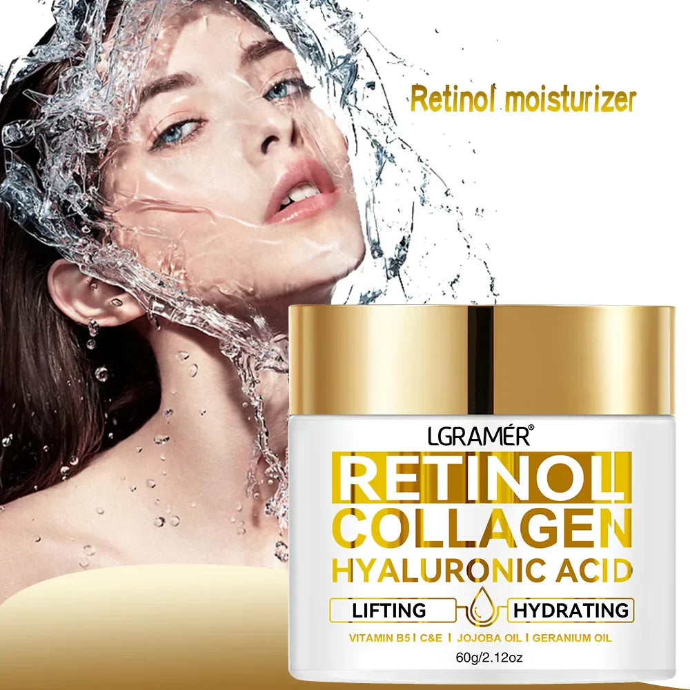 Retinol Anti-Aging Face Cream with Collagen and Hyaluronic Acid for lifting, hydration, and reducing wrinkles