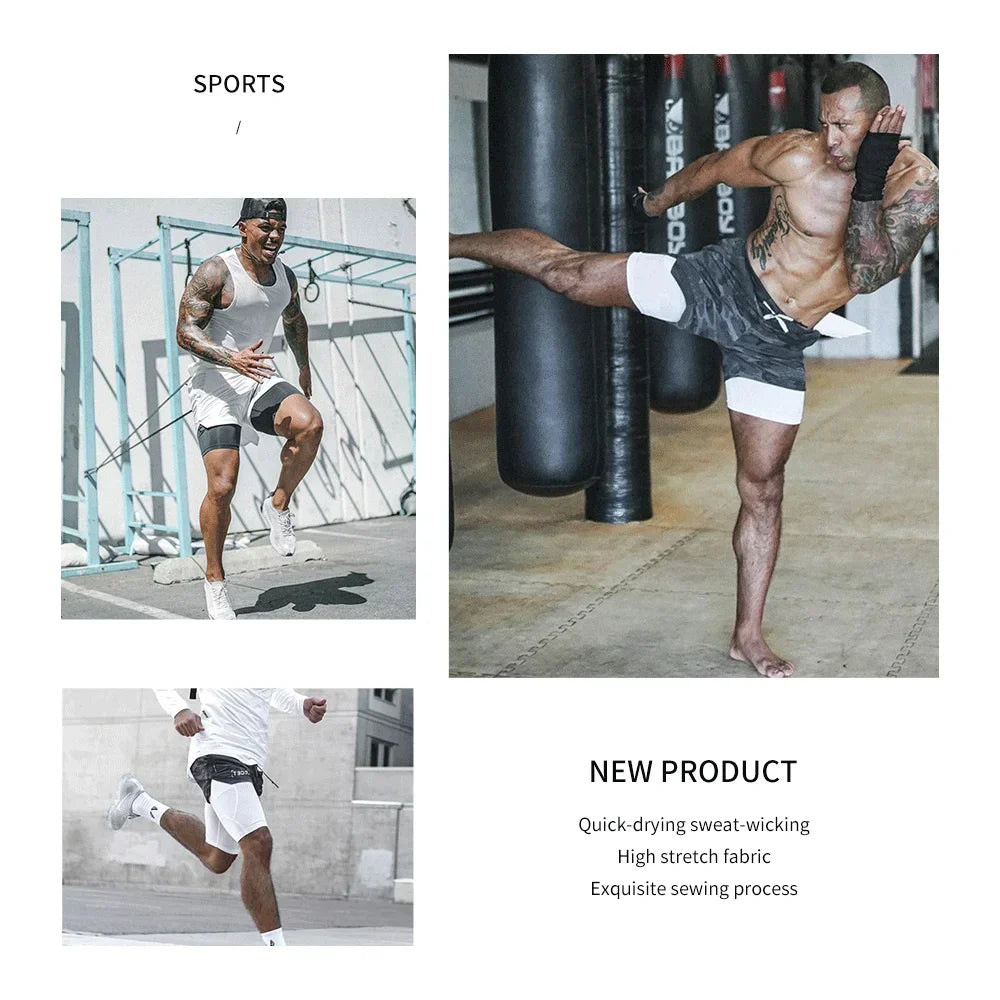 Summer Men’s Double Layer Sports Shorts